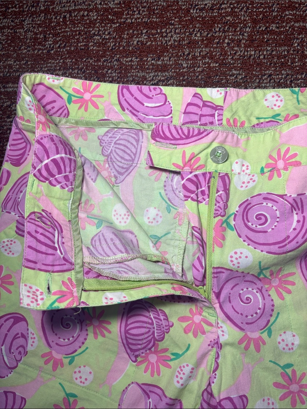 Vintage Y2K Lily Pulitzer snail pant pastel printed cropped cotton capri summer - Picture 6 of 11